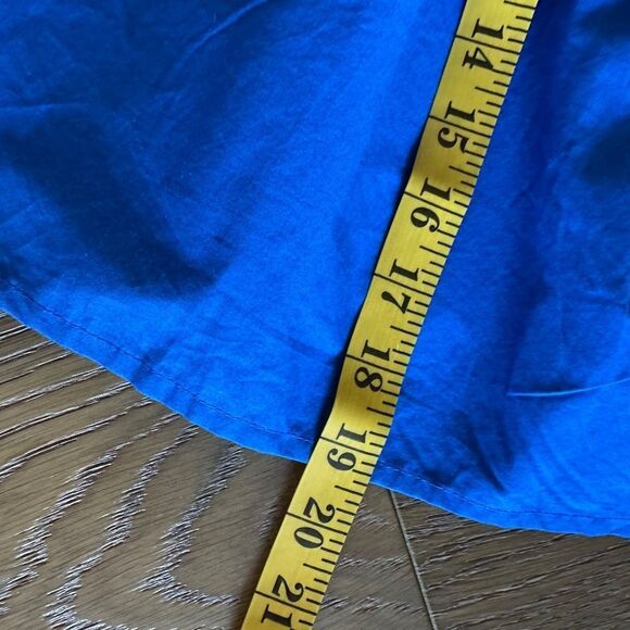 HT360 COLLECTIVE Smocked Waist Tiered Cotton Miniskirt In Cobalt Blue - Picture 5 of 9